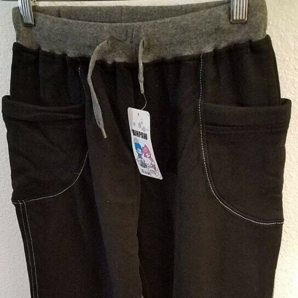 BINPAW Boy's Cotton Sweatpants, Black, 13-14 Years